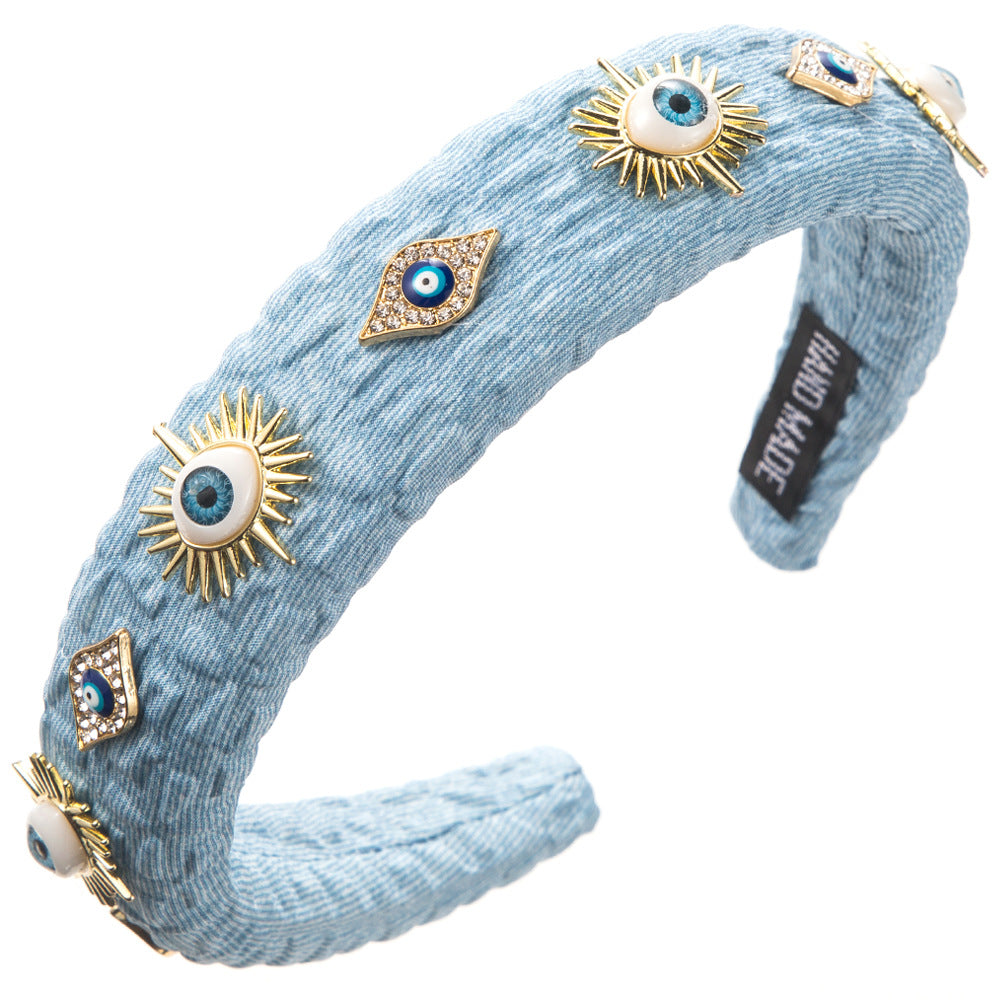 Evil Eye 18K Gold CZ Headband Hair Band Accessories Kids Bulk