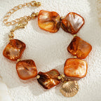 Shell Multi Gemstone Beads 18K Gold Anti Tarnish Bracelet Women Bulk