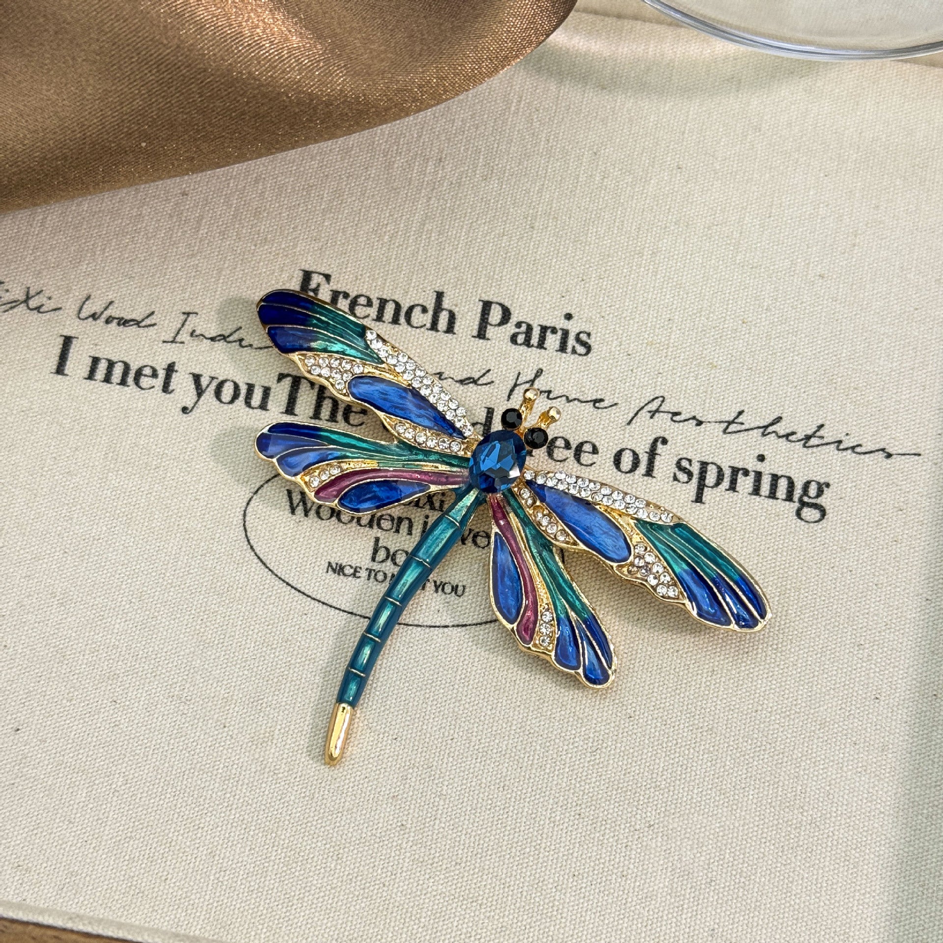 Multi Color Dragonfly Gold Cubic Zirconia Brooch For Women Bulk Secondary image