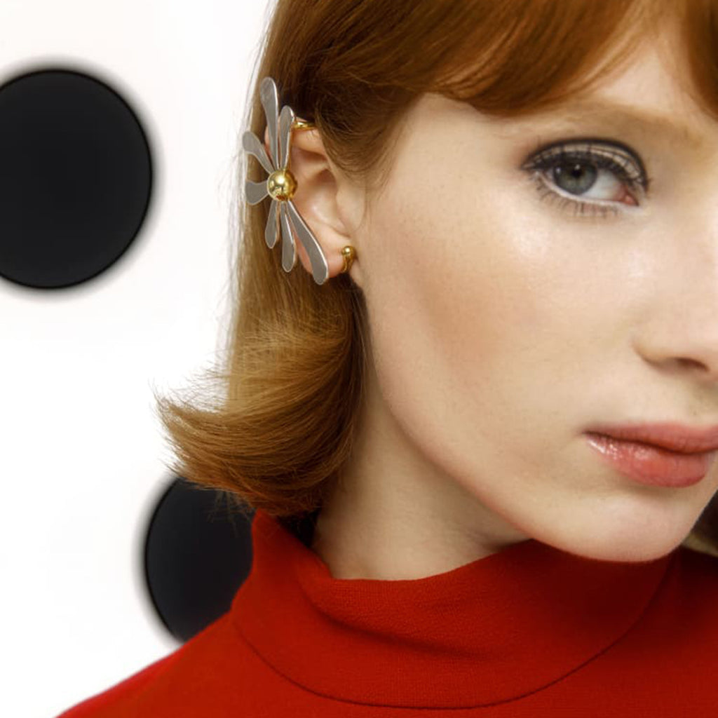 Daisy Flower Silver Gold Stainless Steel Anti Tarnish Single Left Side Ear Cuff Stud For Women