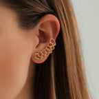 Elegant Floral Leaf Heart Gold Silver Rhinestone Left Ear Cuff Earrings Bulk