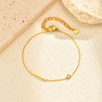 Gold Minimal Bar Plain Stainless Steel Bracelet Pendant Chain Combo Bulk