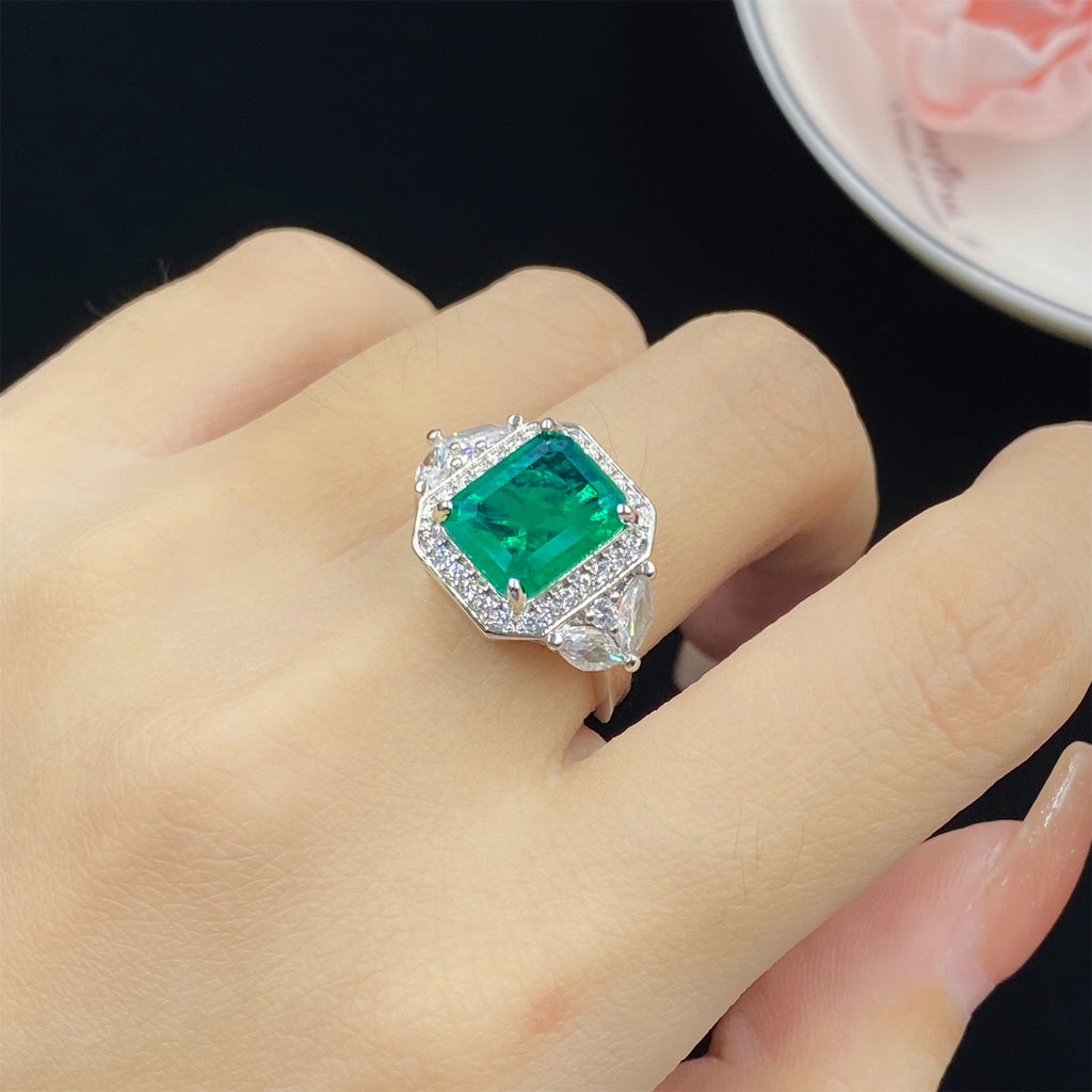 Luxury Emerald Green CZ Silver Plated Copper Necklace Combo Set Bulk