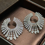 Silver Statement Chandelier Cubic Zirconia Copper Hoop Earrings Women Bulk