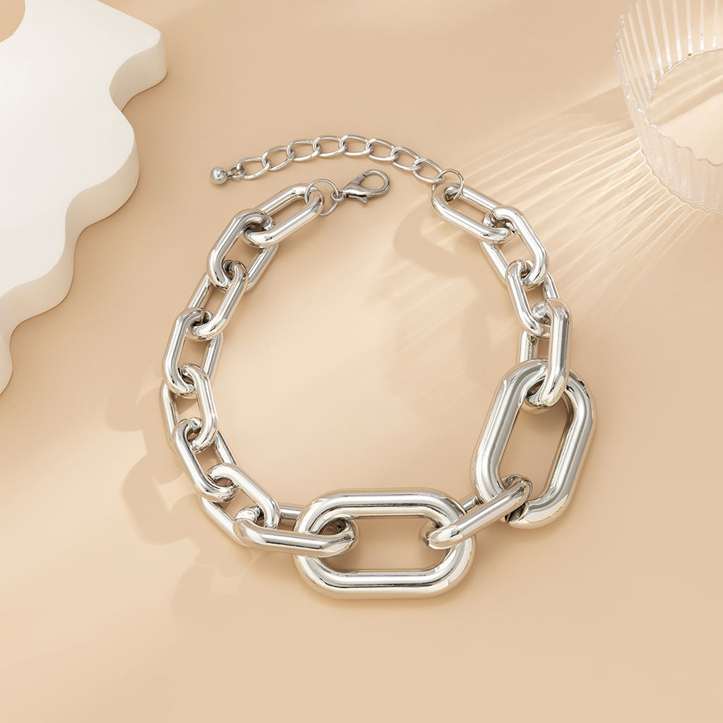 Curb Single Layer Gold Silver Hip Hop Joint Link Chain Necklace Bulk
