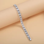 Bulk Baguette Cut Tennis Style Gold Silver Plated CZ Copper Bracelet
