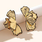 Beaten Finish Leaf 18K Gold Black Dangler Earring For Women Bulk