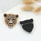 Leopard Face Cubic Zirconia 18K Gold Silver Brooch For Women Bulk