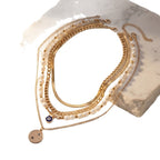 Gold Evil Eye Layered Pearl Alloy Necklace For Women Bulk