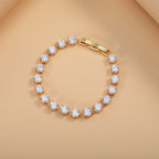 Wholesale Classic Round Cut Gold Silver CZ Anti Tarnish Copper Bracelet