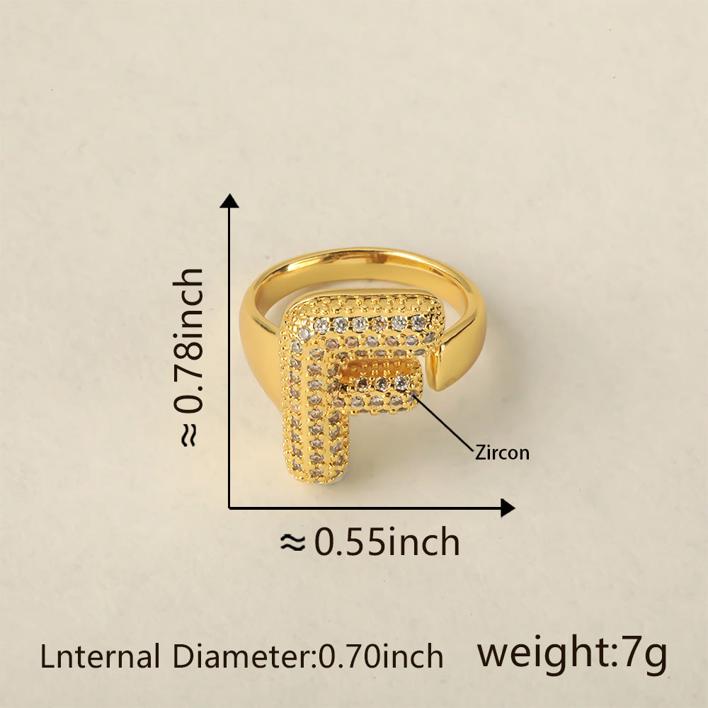 All Initial Letter Alphabets CZ Gold Anti Tarnish Adjustable Ring Bulk