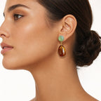 Multi Color Round Teardrop Gold Beads Dangler Earrings For Women Bulk