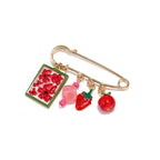 Designer Fruit Gold Plated Enamel Beads Alloy Brooch For Women Bulk