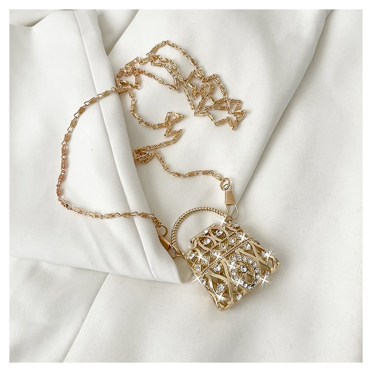 Cubic Zirconia 18K Gold Silver Banquet Shoulder Chain Small Bag Bulk