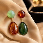 Multi Color Round Teardrop Gold Beads Dangler Earrings For Women Bulk