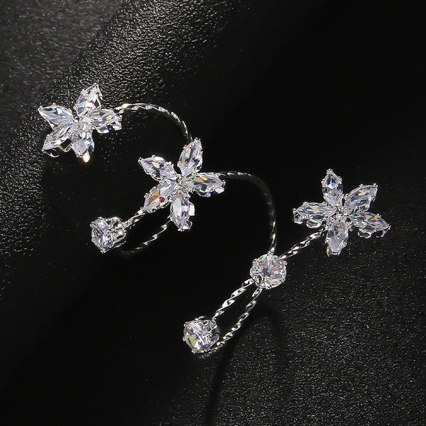 Flower 18K Gold Silver Solitaire Anti Tarnish Adjustable Ring Bulk Main image