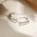Modern Dual Layer Gold Silver Plated Stainless Steel Hoop Earrings Bulk
