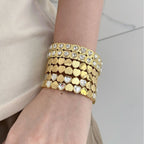 Heart Stretchable Gold Plated CZ Anti Tarnish Brass Bracelet Wholesale