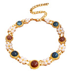 Designer Party Wear Gold Pearl Beads Necklace Earring Set Wholesale