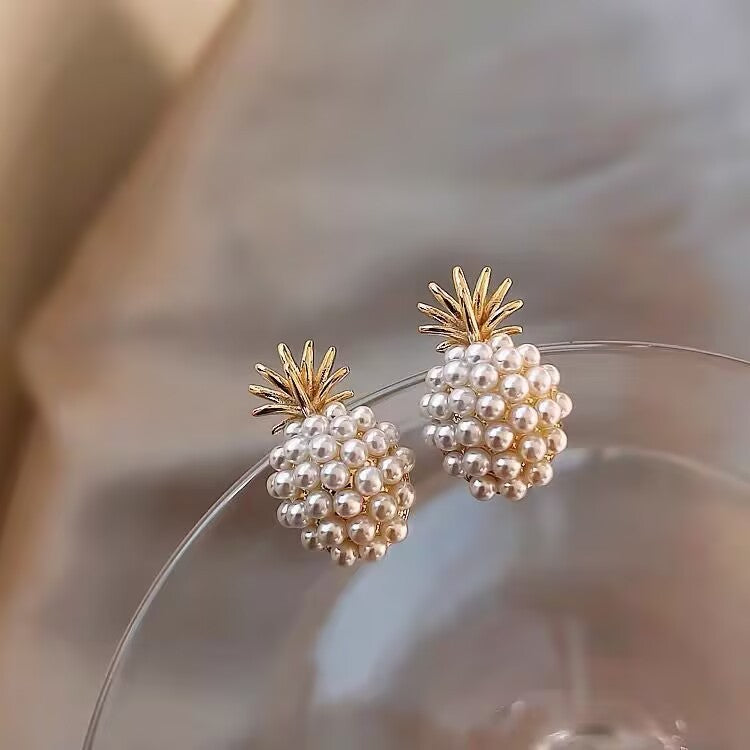 Pearl Pineapple 18K Gold Anti Tarnish Stud Earring For Women Bulk