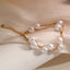 White Pearl 18K Gold Stainless Steel Anti Tarnish Dual Layer Chain Bracelet For Women