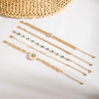 Evil Eye White 18K Gold Enamel Pearl CZ Bracelet Pack Of 5 Bulk