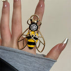 Bulk Yellow Black Honeybee Gold Rhinestone Adjustable Fancy Ring