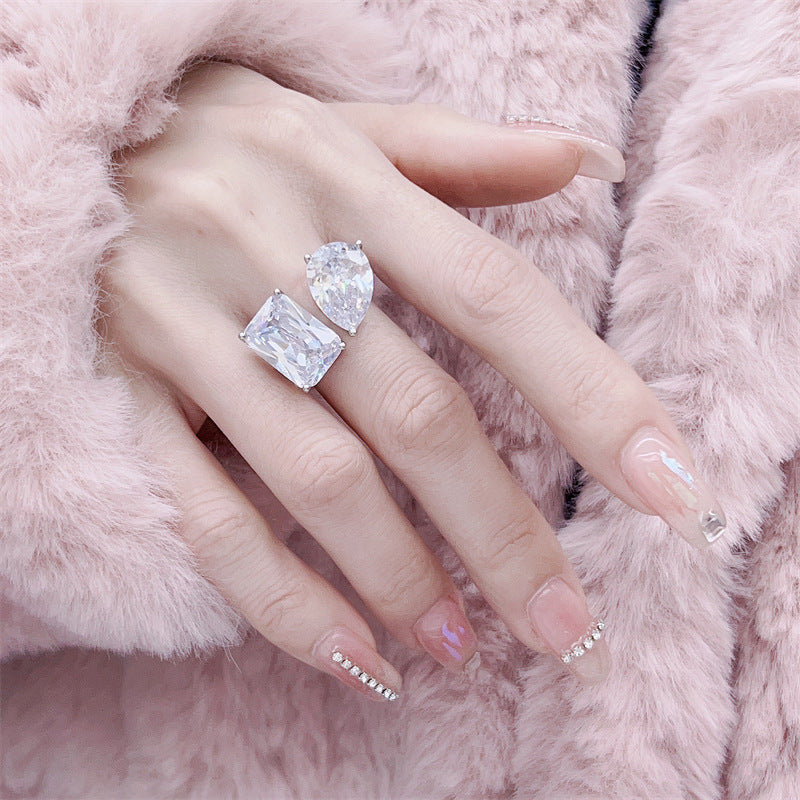 Bulk Designer Double Shape Silver CZ Copper Anti Tarnish Fancy Ring