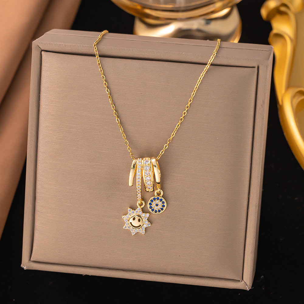 Multi Color Designer Multi Charm Gold CZ Stainless Steel Pendant Bulk