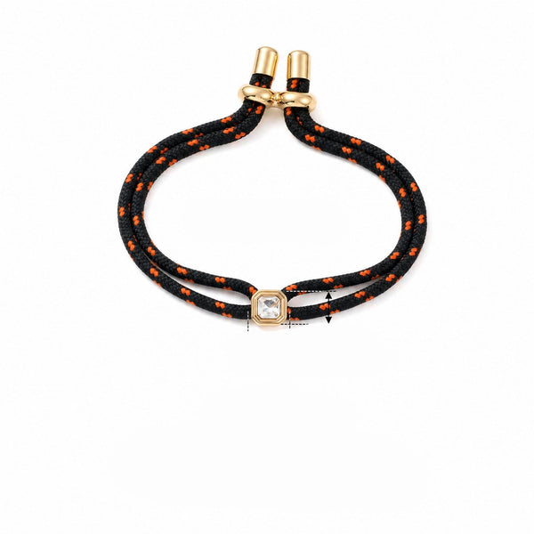 Black Orange Square Gold Cubic Zirconia Thread Bracelet For Women Bulk Main image