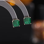 Square Solitaire White Green Blue Pink Silver CZ Stud Earring Bulk