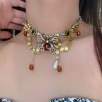 Butterfly Flower Multicolour 18K Gold Anti Tarnish Charm Necklace Bulk