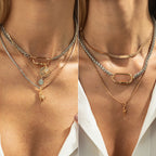 Designer Multi Layer Gold Silver Plated Charm Chain Necklace Wholesale