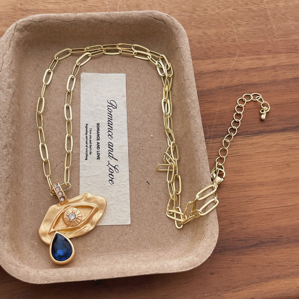 Gold Silver Evil Eye Teardrop Cubic Zirconia Necklace  For Women Bulk