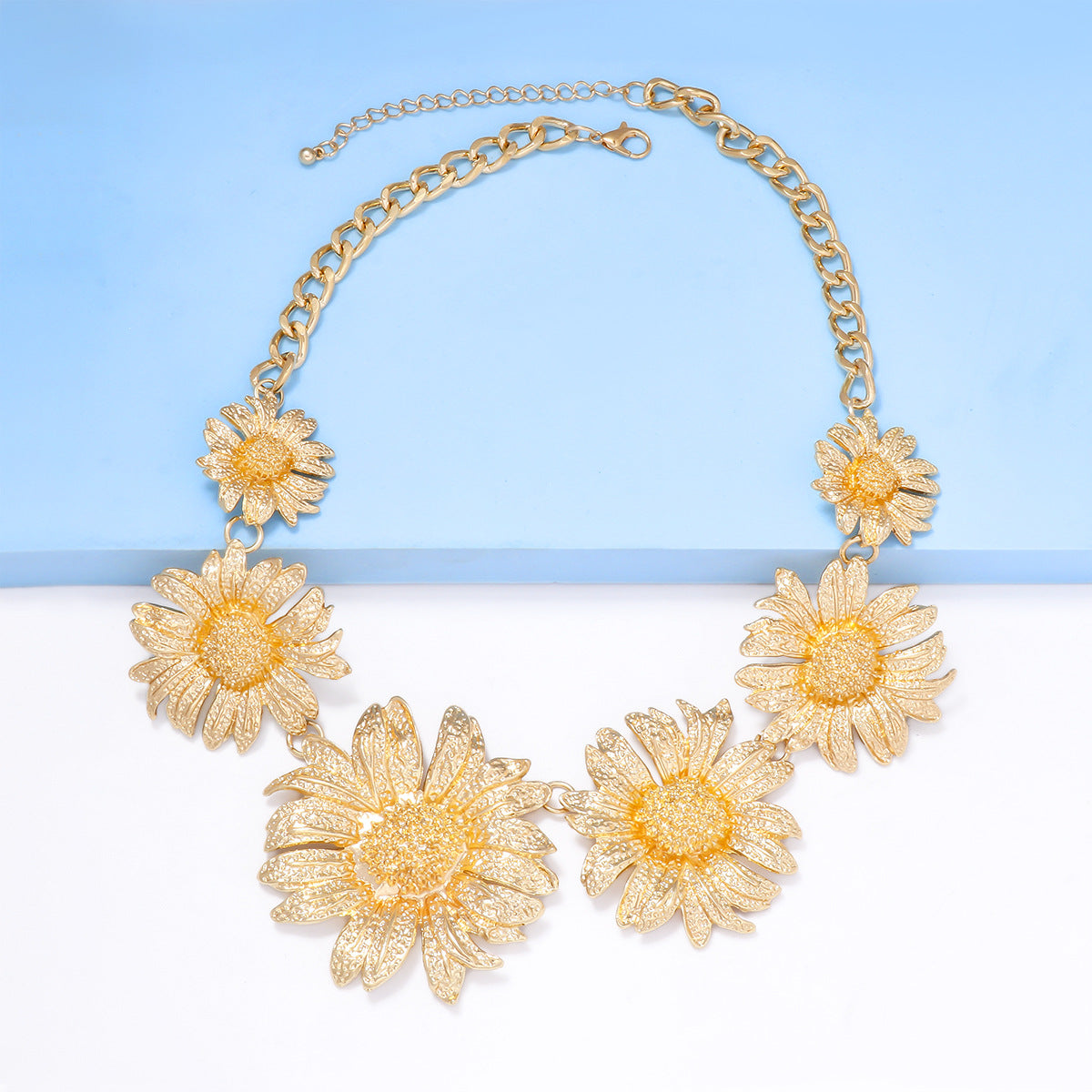 Floral Flower Yellow Gold Anti Tarnish Necklace Clavicle Chain Bulk Main image