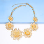 Floral Flower Yellow Gold Anti Tarnish Necklace Clavicle Chain Bulk