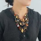 Multi Gemstone Pearl Gold Multiple Charm Necklace Chain Pack Of 3 Bulk