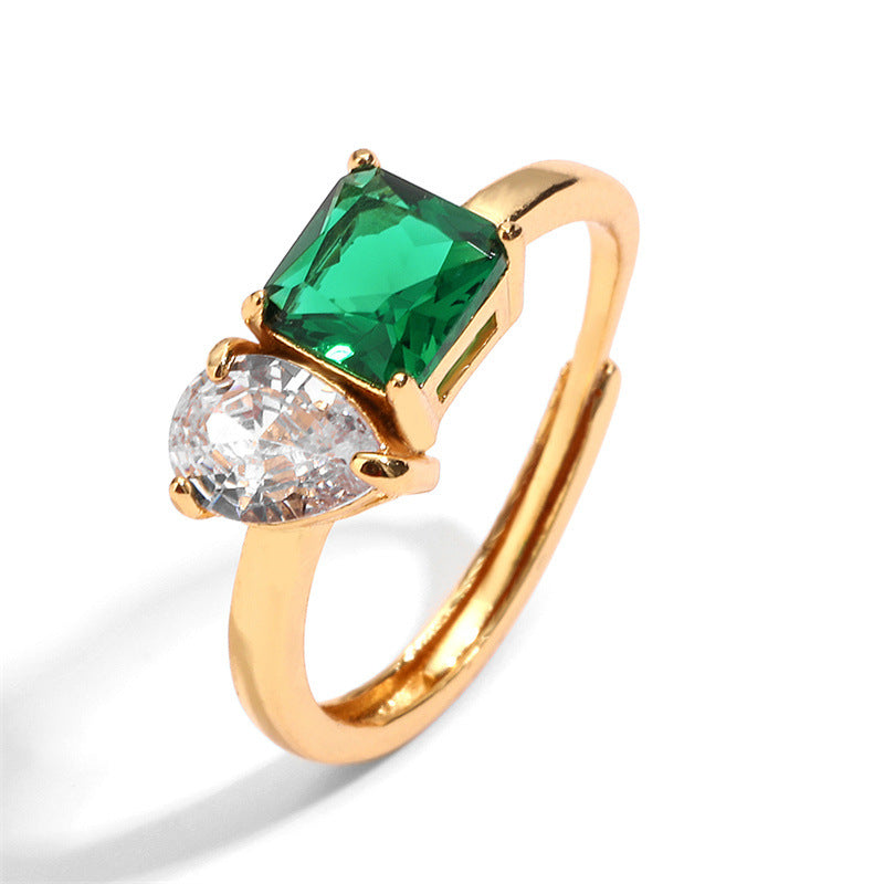 Oval Green Gold Anti Tarnish Free Gold Free Ring For Women Bulk