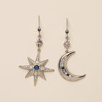Star Moon 18K Gold CZ Anti Tarnish Dangler Hoop Earring Bulk