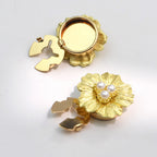 Bulk Flower Petals Gold Silver Pearl Brass Anti Tarnish Button Cover