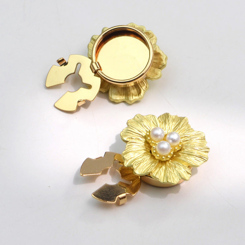 Bulk Flower Petals Gold Silver Pearl Brass Anti Tarnish Button Cover