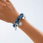 Sun Heart Shell Silver Blue Adjustable Thread Charm Bracelet Bulk
