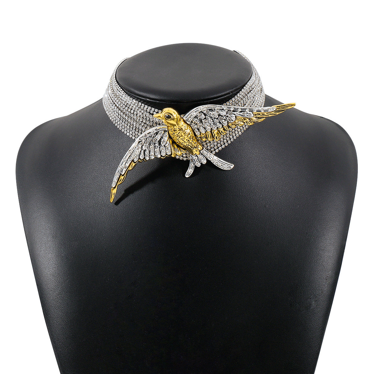 Bird Rhinestone 18K Gold Silver Anti Tarnish Choker Necklace Bulk Secondary image