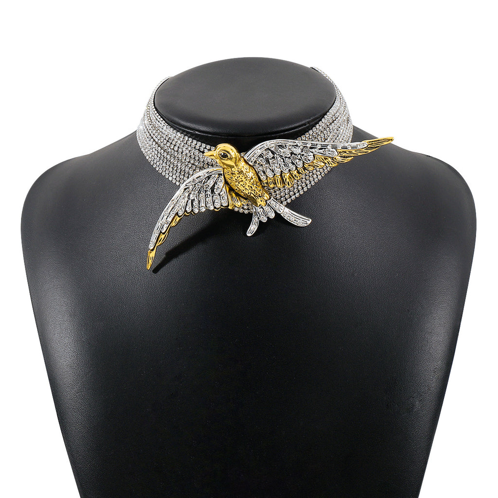 Bird Rhinestone 18K Gold Silver Anti Tarnish Choker Necklace Bulk