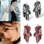 Studded Silver Maroon Red Cubic Zirconia Dangler Earring Women Bulk