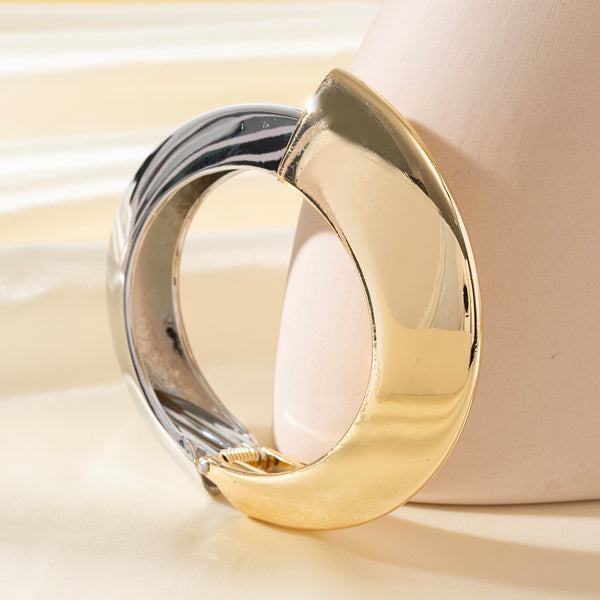 Glossy Two Tone 18K Gold Silver Openable Kada Bracelet For Women Bulk Secondary image