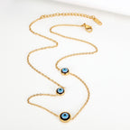 Evil Eye Blue Gold Stainless Steel Anti Tarnish Necklace Chain Bulk