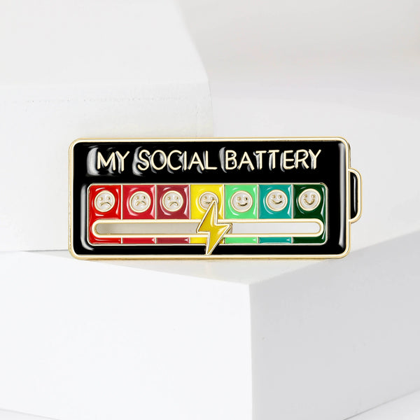 Trendy Gold Plated Multi Color Mood Battery Enamel Brooch For Women Bulk Secondary image