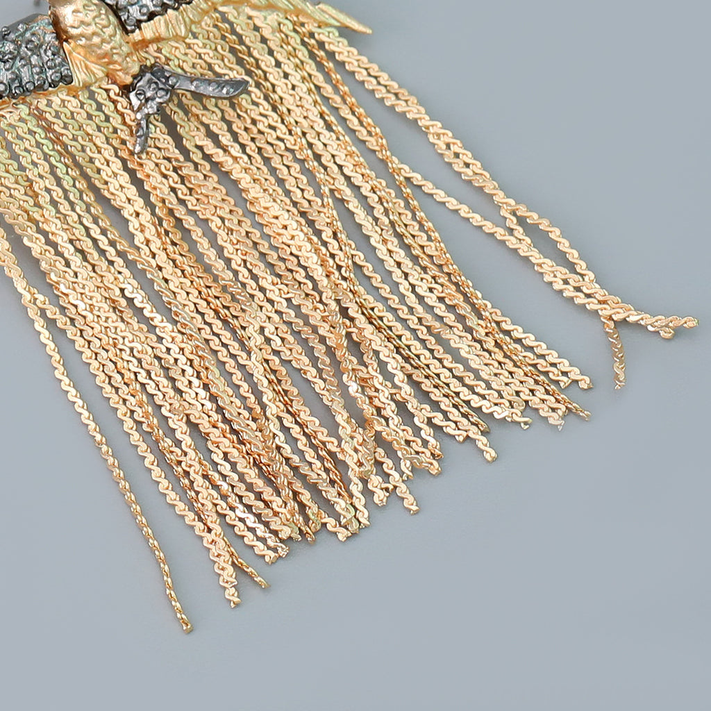 Eagle Bird 18K Gold Silver Cubic Zirconia Dangler Tassel Earring Bulk