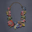Floral Flower Multi Gemstone Crystal 18K Gold Anti Tarnish Necklace For Women